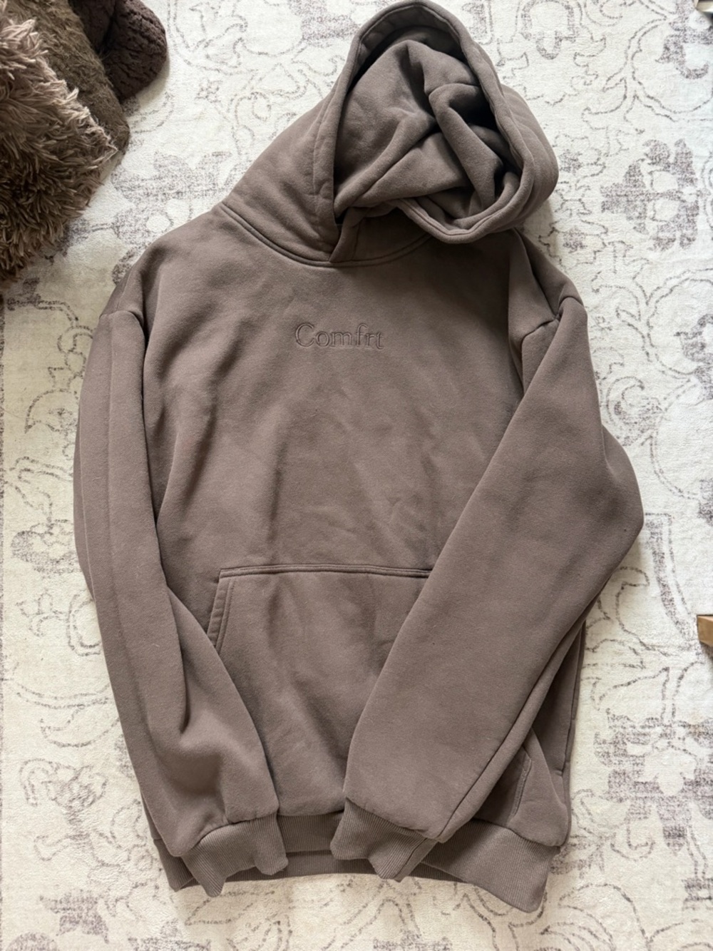 Comfort Embroidered Pullover Hoodie and sweat pants (set)- Brown